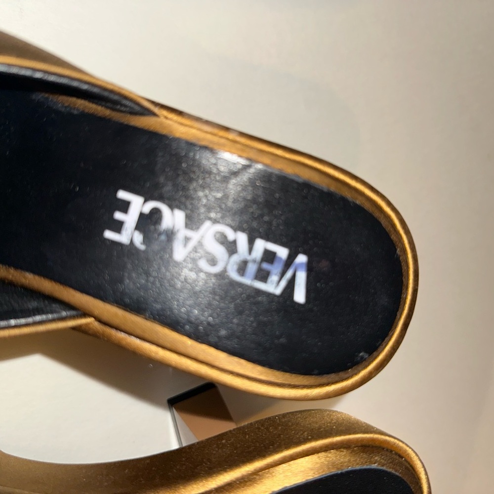 Versace Biggie Metallic Leather Mules Size 36 VGUC - Picture 5 of 10